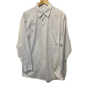 MENS CALVIN KLEIN White Purple Stripe Button Up Dress Shirt L